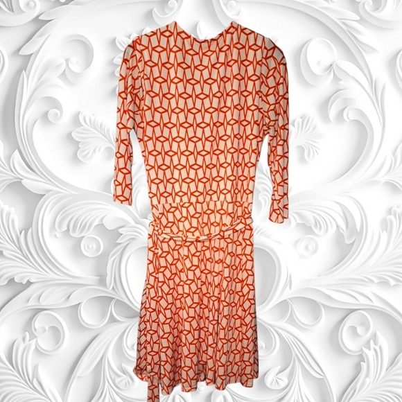 41 Hawthorne Tan Dress With Red Geographic Design - Picture 6 of 7